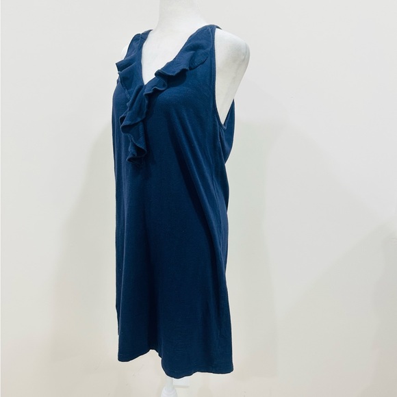 Lilly Pulitzer Shirt Dress Womens Small Navy Shay Ruffle Front V Neck Sleeveless - Picture 3 of 9